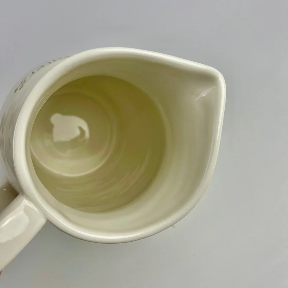 Pottery Barn Garden Salad Water Pitcher Cream Stoneware Ribbed Farmhouse 8.75in